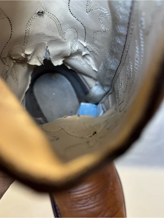 Old West Kids 11.5-D Tan Leather Cowboy Boots with Embroidered Shaft CF8229 - Picture 10 of 10